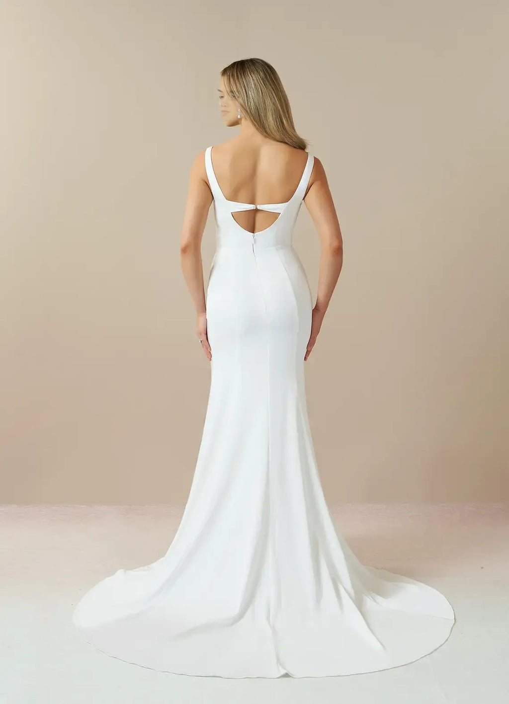 White Mermaid Pleated Back Wedding Dresses Spaghetti Straps Sweetheart Neck High Slit Asymmetric Drape Train for women