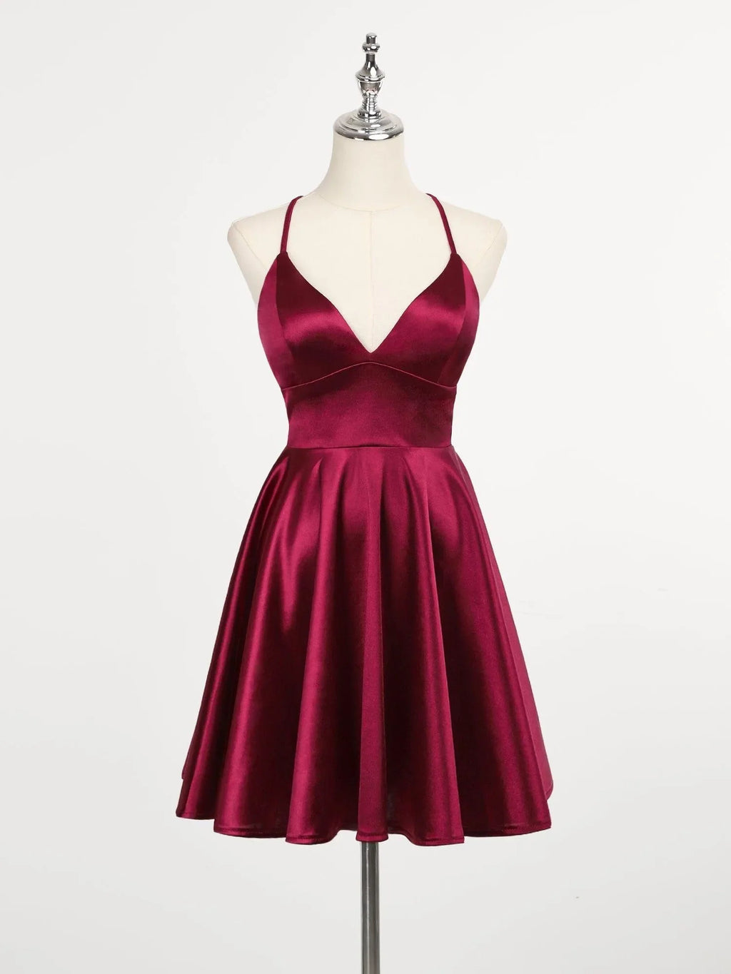 Spaghetti Strap A-Line Back Lace-Up Short Homecoming Dress