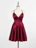Spaghetti Strap A-Line Back Lace-Up Short Homecoming Dress