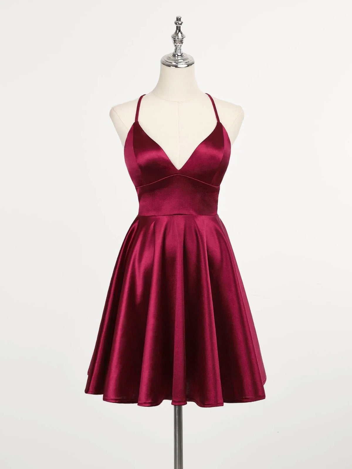 Spaghetti Strap A-Line Back Lace-Up Short Homecoming Dress