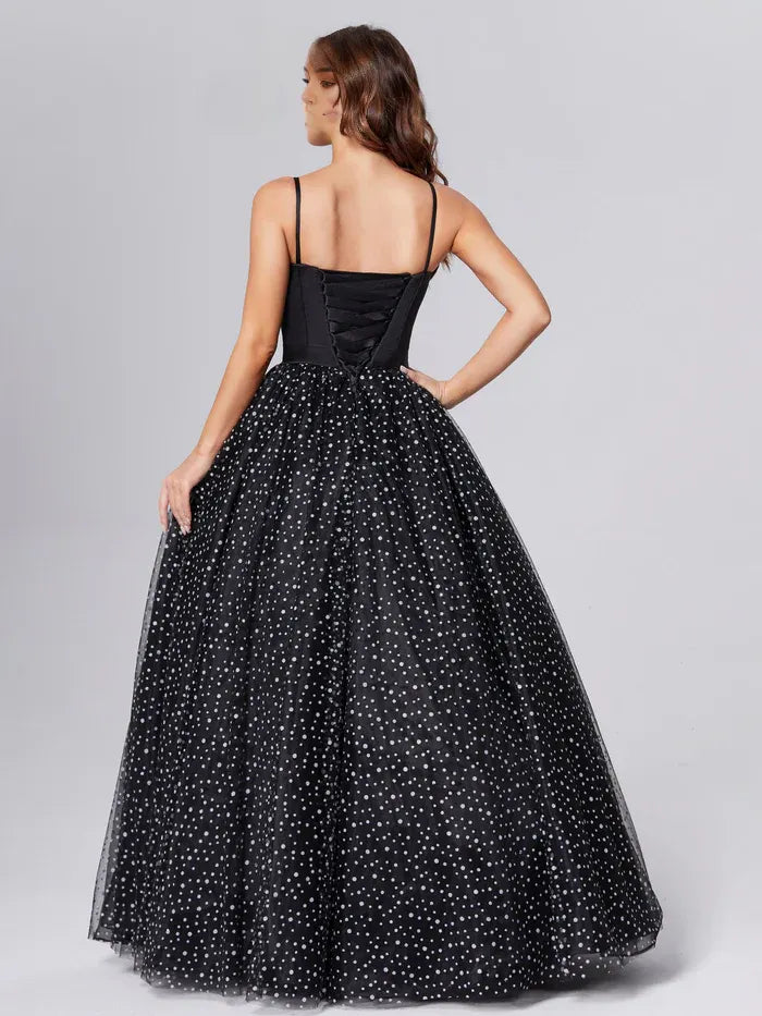 Spaghetti Straps Polka Dots Prom Dresses