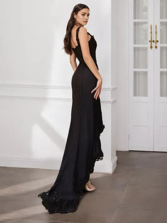 Spaghetti Straps Sleeveless Asymmetrical Mother of the Bride Dresses with Split Side