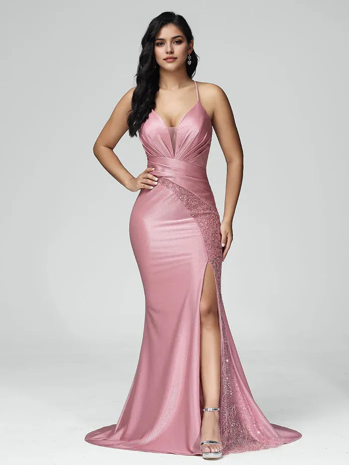 Spaghetti Straps Sleeveless Up Prom Dress