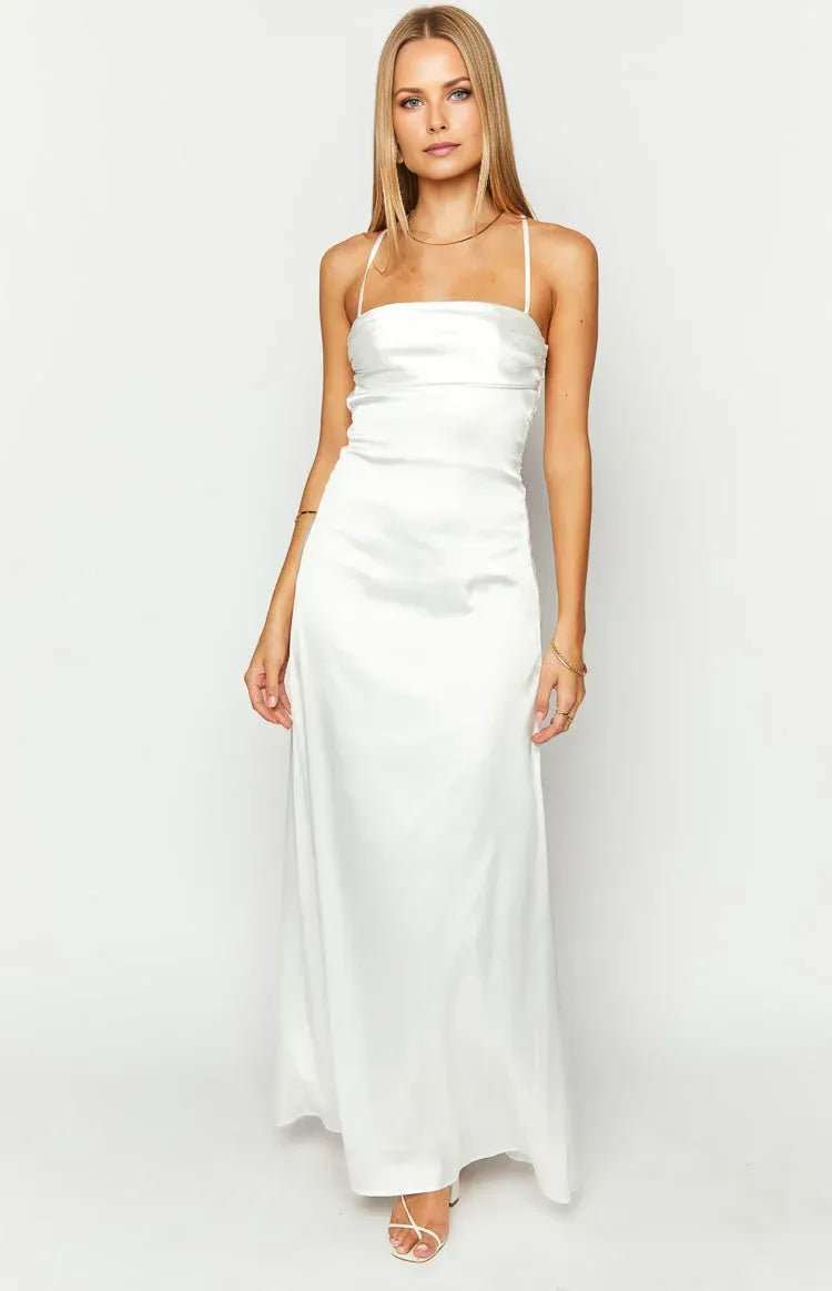 Timeless Special Occasion Sophisticated Graceful Elegant Square Neck Sleeveless Long Prom Dress