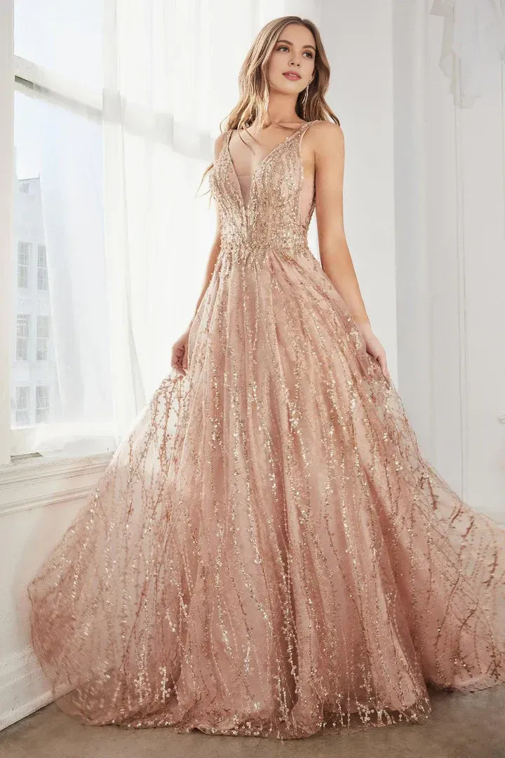 Beautiful Timeless Chic Elegant Blush Pink Tulle A-Line Sleeveless Floor-Length Prom Dress