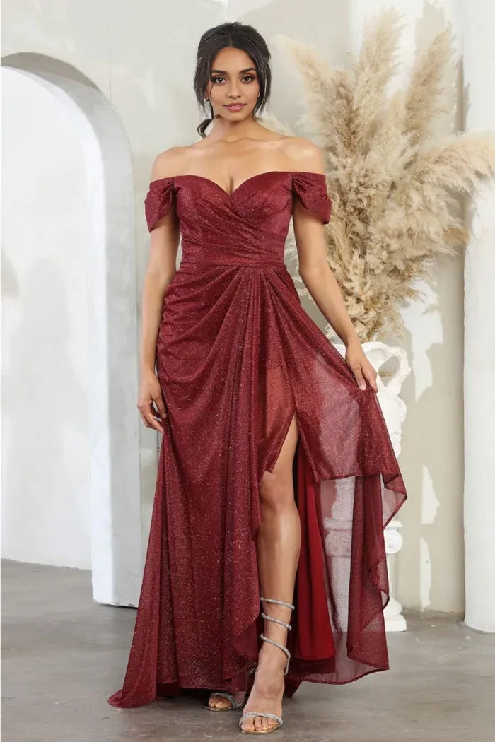 Stylish Refined Beautiful Timeless Elegant Burgundy Glitter A-Line Sleeveless Floor-Length Prom Dress