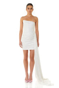 Refined Beautiful Timeless Chic Elegant White Sequins Sheath Sleeveless Mini Wedding Dress