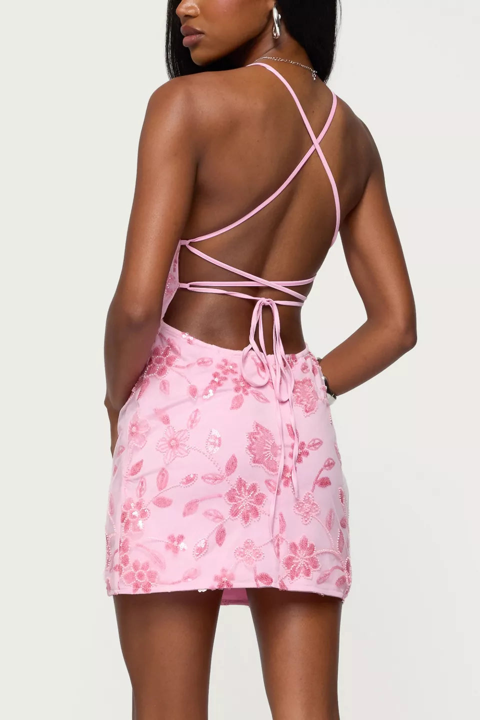 Refined Beautiful Timeless Elegant Hot Pink Sequin Sheath Sleeveless Mini Homecoming Dress