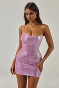 Stylish Refined Elegant Pink Sequins Sheath Scoop Neck Sleeveless Mini Homecoming Dress