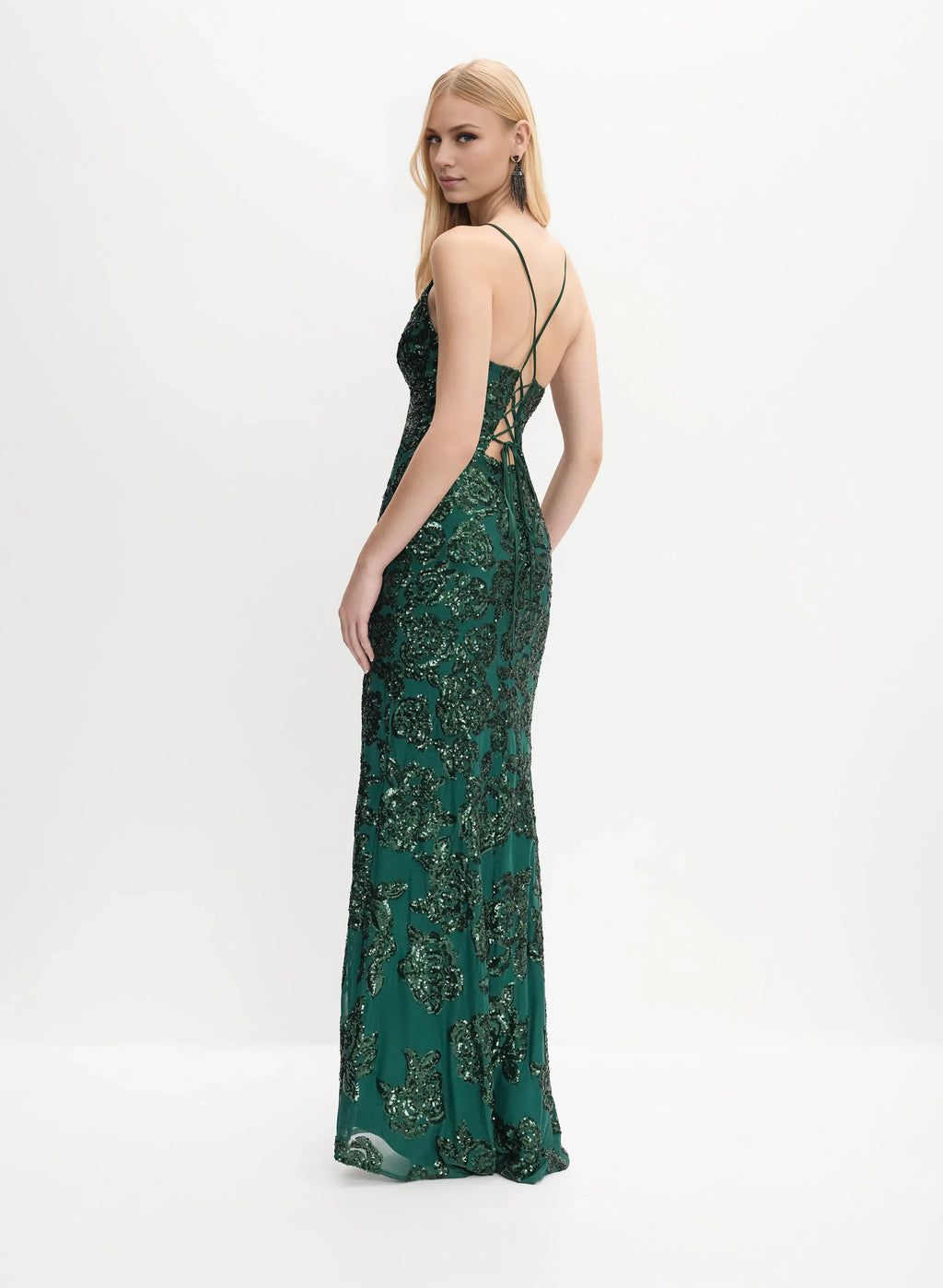 Stylish Refined Beautiful Timeless Elegant Emerald Green Sequin Sleeveless Floor-Length Prom Dress
