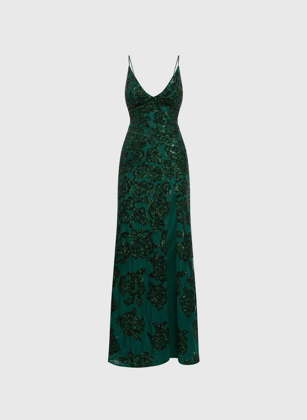 Stylish Refined Beautiful Timeless Elegant Emerald Green Sequin Sleeveless Floor-Length Prom Dress