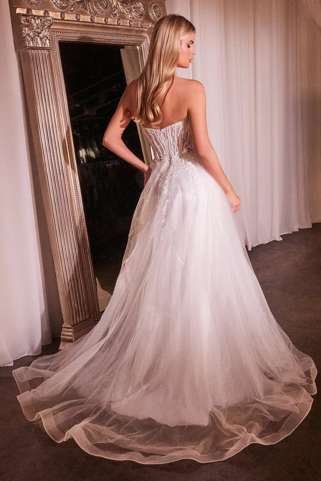 White Sparkling Ball Prom Dresses Sweetheart Top Sheer Corset Design Dramatic Side Slit: Ideal for Show Stopping Prom Entrances
