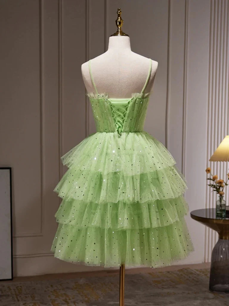 Timeless Special Occasion Elegant Red Tulle A-Line Spaghetti Strap Short Homecoming Dress