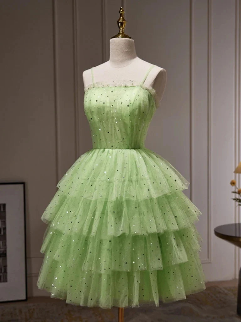 Timeless Special Occasion Elegant Red Tulle A-Line Spaghetti Strap Short Homecoming Dress