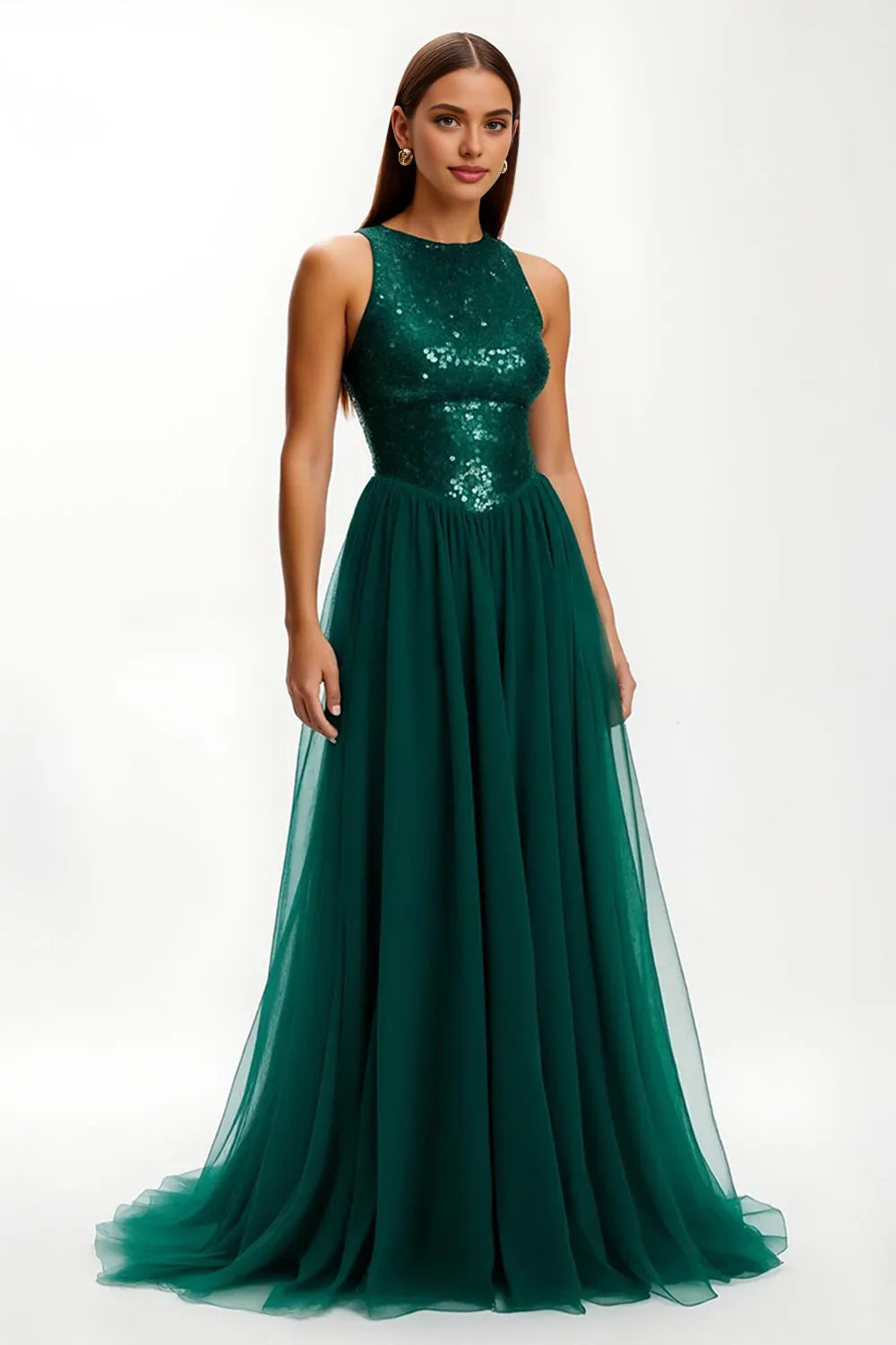 Beautiful Timeless Special Occasion Sophisticated Graceful Elegant Sequins A-Line Sleeveless Prom Dress