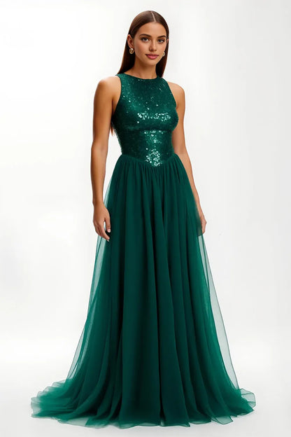 Beautiful Timeless Special Occasion Sophisticated Graceful Elegant Sequins A-Line Sleeveless Prom Dress