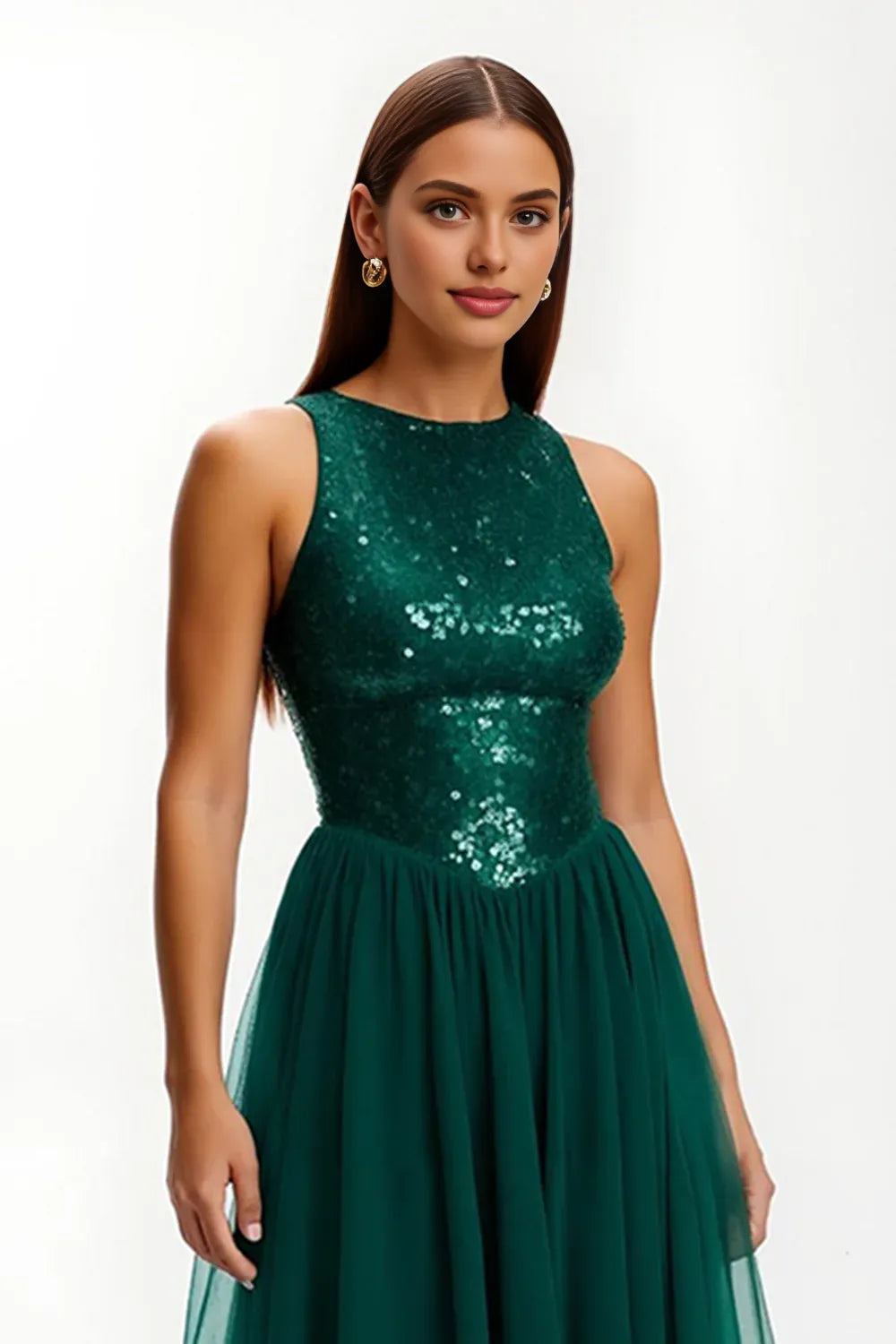 Beautiful Timeless Special Occasion Sophisticated Graceful Elegant Sequins A-Line Sleeveless Prom Dress