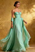 Timeless Special Occasion Sophisticated Elegant Red Chiffon A-Line Strapless Sleeveless Prom Dress