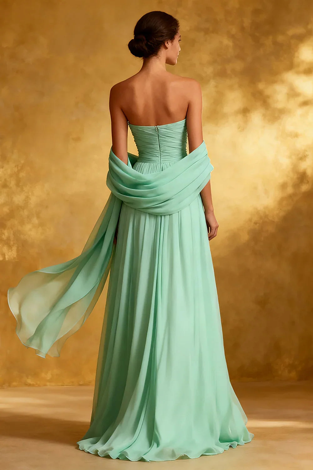 Timeless Special Occasion Sophisticated Elegant Red Chiffon A-Line Strapless Sleeveless Prom Dress