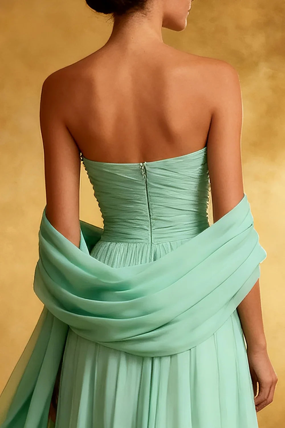 Timeless Special Occasion Sophisticated Elegant Red Chiffon A-Line Strapless Sleeveless Prom Dress