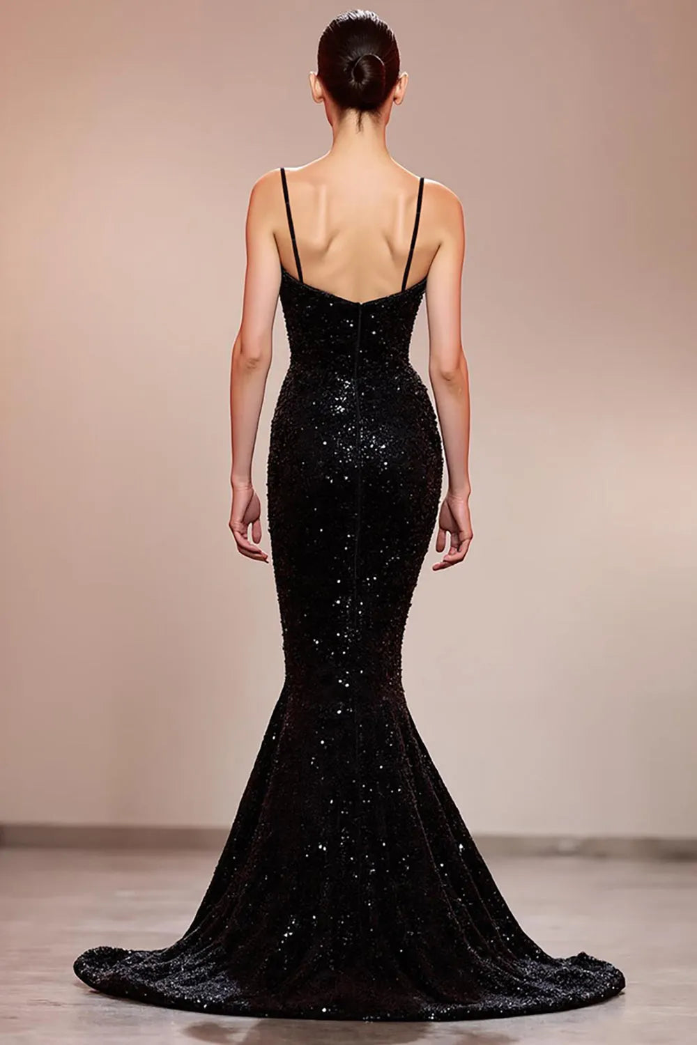 Black Sparkly Mermaid Corset Long Evening Dress