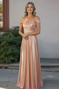Champagne Sparkly Off the Shoulder Mother of the Bride Dress