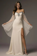 Sophisticated Graceful Stylish Refined Beautiful Elegant Ivory Satin Mermaid Backless Prom Dress