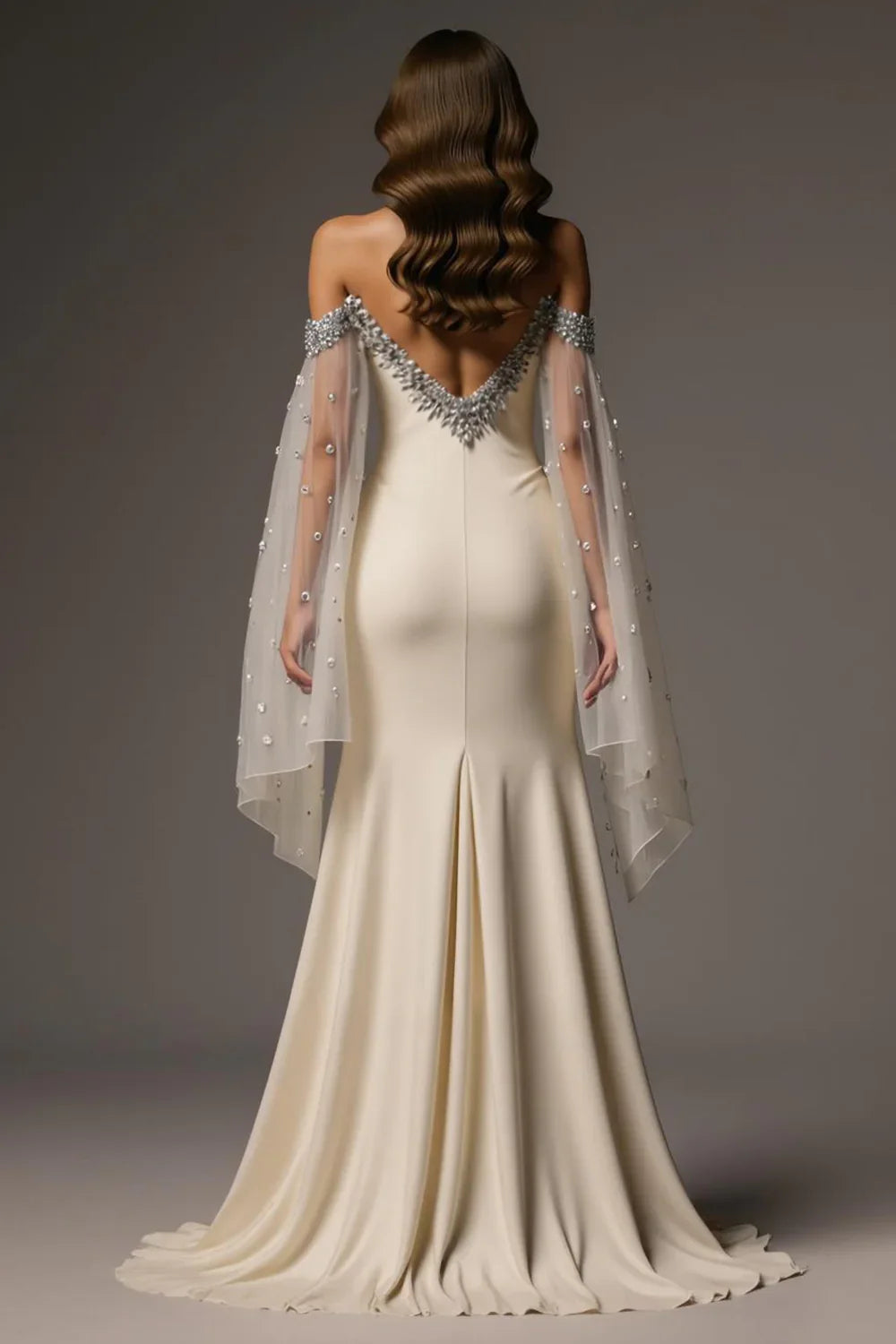 Sophisticated Graceful Stylish Refined Beautiful Elegant Ivory Satin Mermaid Backless Prom Dress