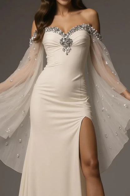 Sophisticated Graceful Stylish Refined Beautiful Elegant Ivory Satin Mermaid Backless Prom Dress