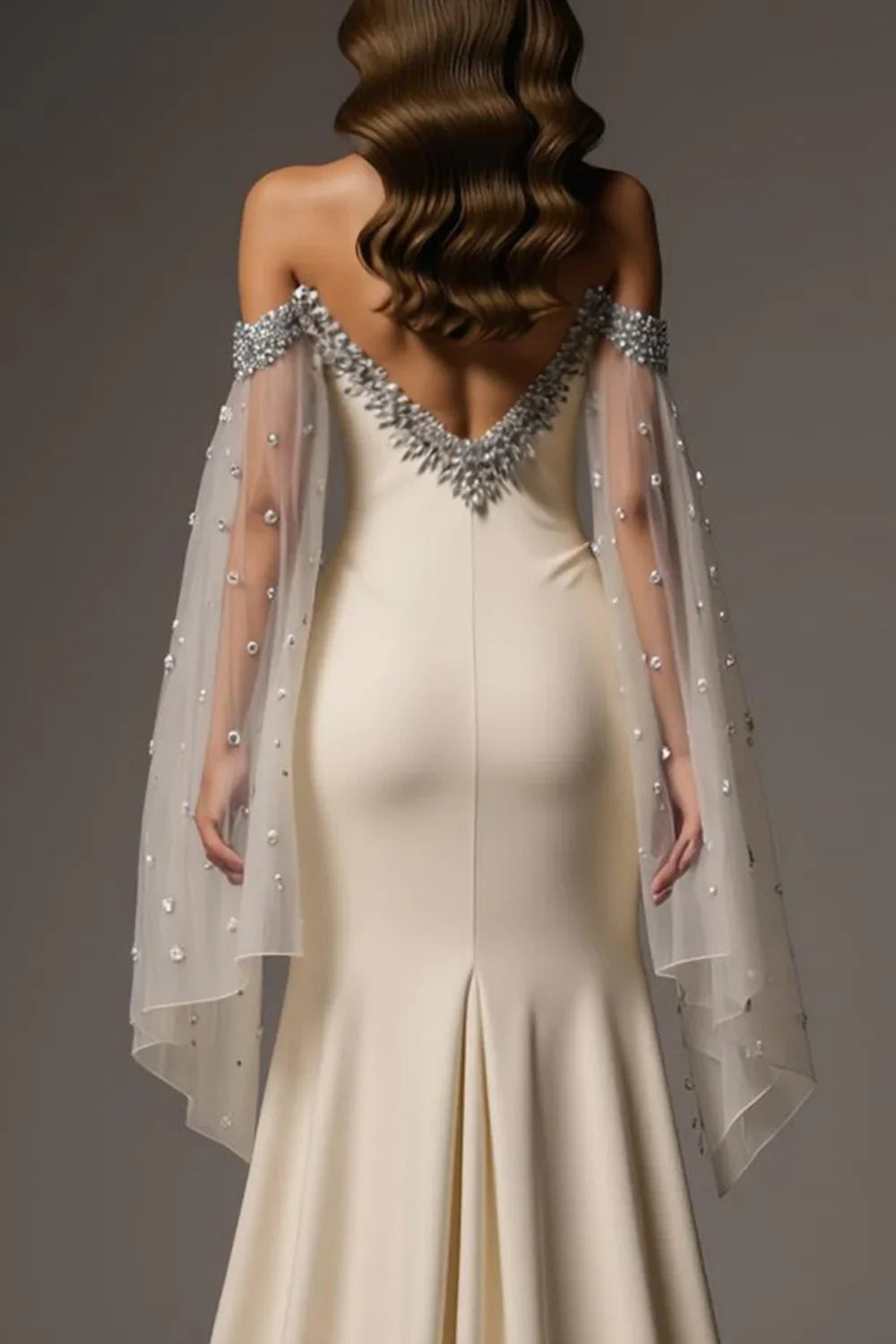 Sophisticated Graceful Stylish Refined Beautiful Elegant Ivory Satin Mermaid Backless Prom Dress