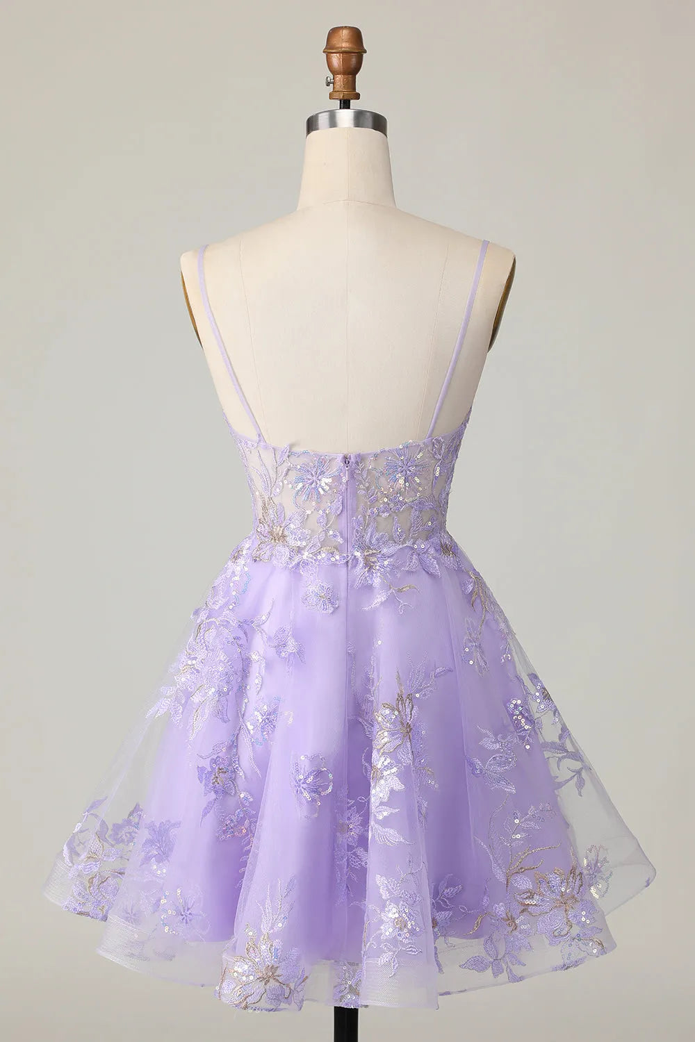Purple Sparkly Floral A Line Short Homecoming Dress with Appliques