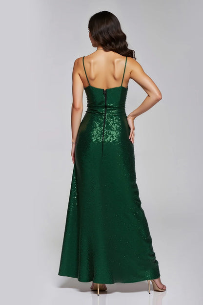 Special Occasion Sophisticated Graceful Stylish Elegant Sequins Sheath Sleeveless Floor-Length Prom Dress