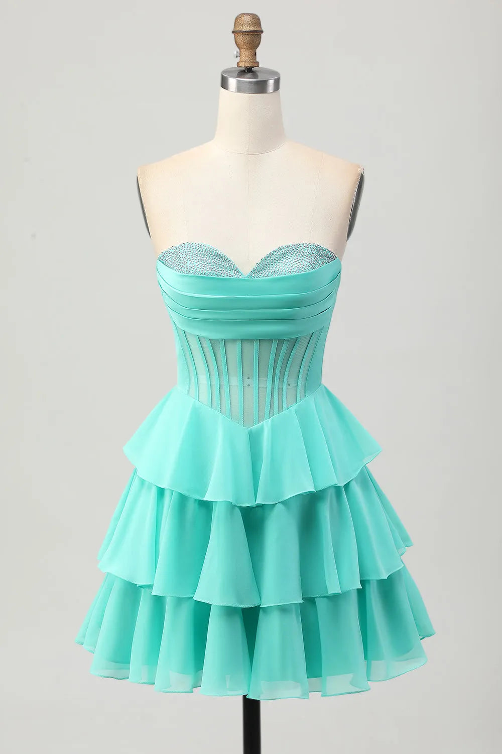 Yellow Sparkly Corset A Line Short Homecoming Dress with Beading
