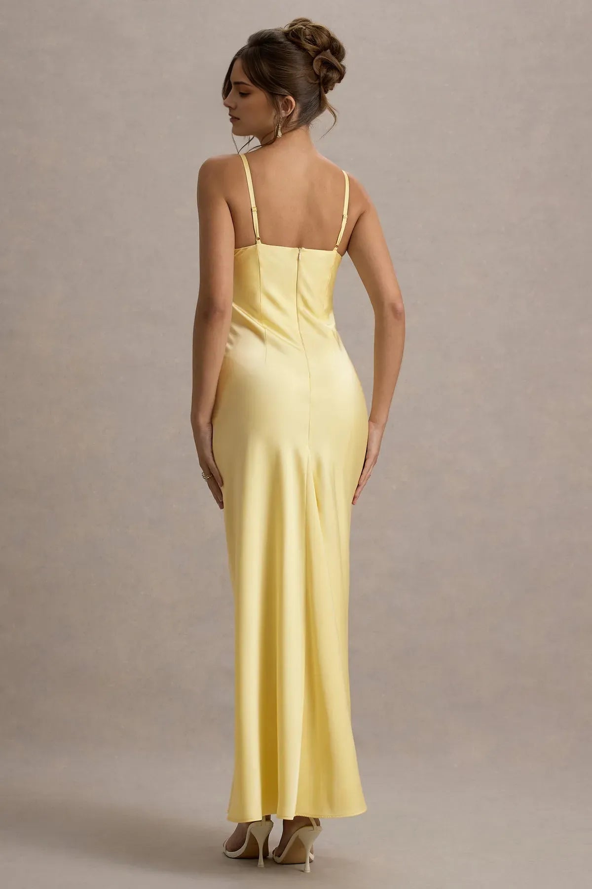 Statement Lemon Prom Dresses Cowl Neck Spaghetti Straps Sophistication for Unforgettable Formal Nights