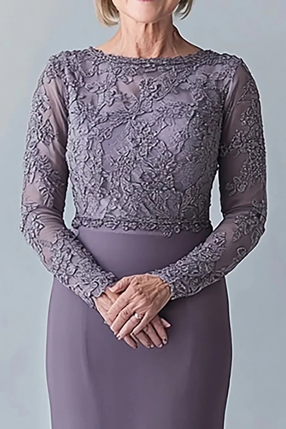 Grey Steel Scoop Mother of the Bride Dress