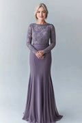 Grey Steel Scoop Mother of the Bride Dress