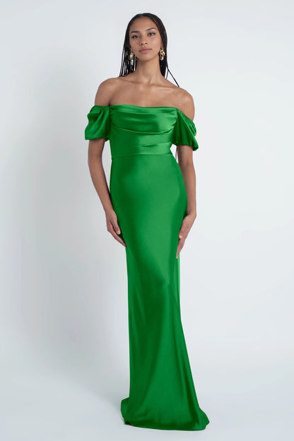 Refined Beautiful Timeless Elegant Satin Ball Gown Short Sleeve Short Evening Dress