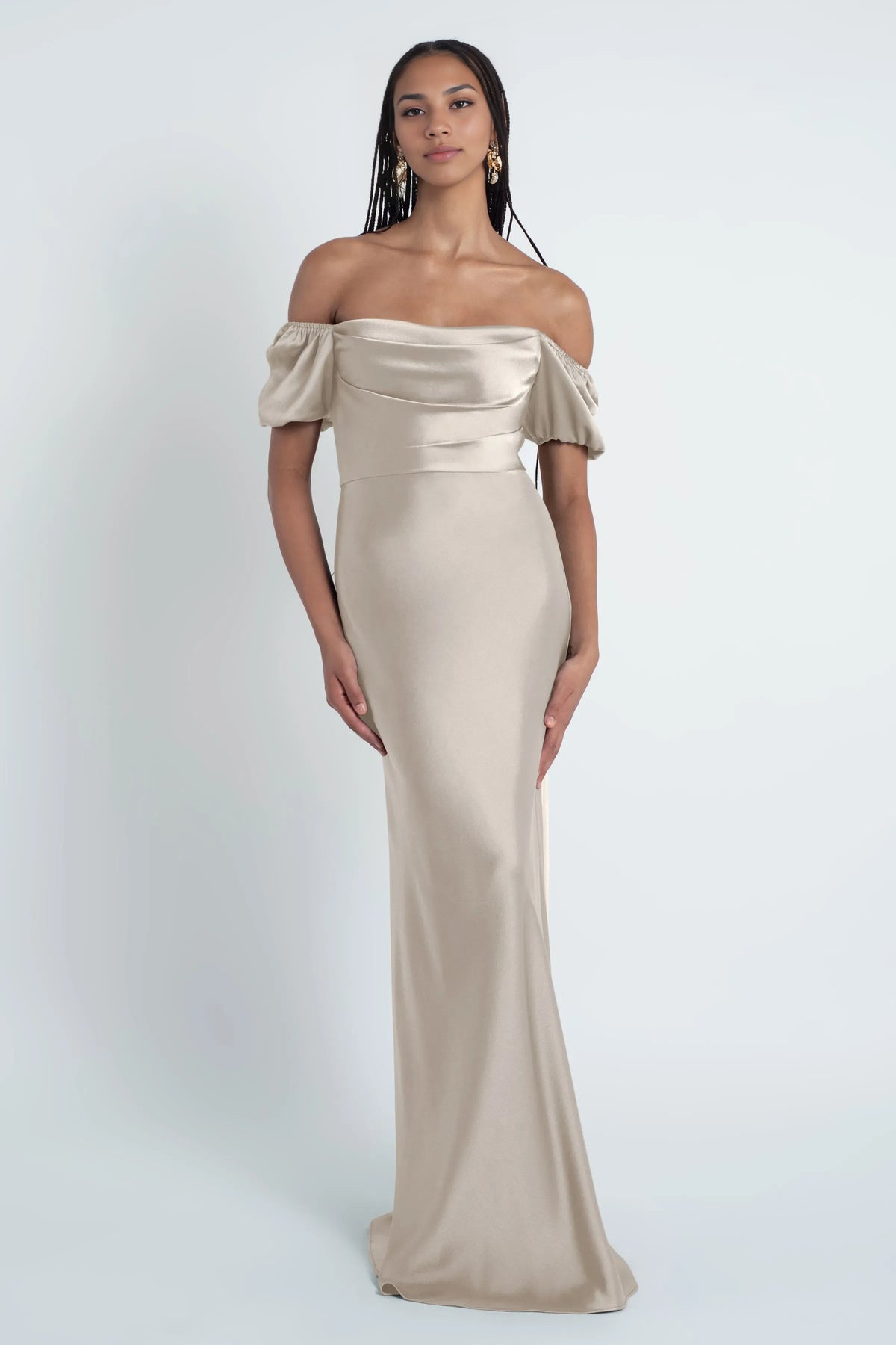 Refined Beautiful Timeless Elegant Satin Ball Gown Short Sleeve Short Evening Dress