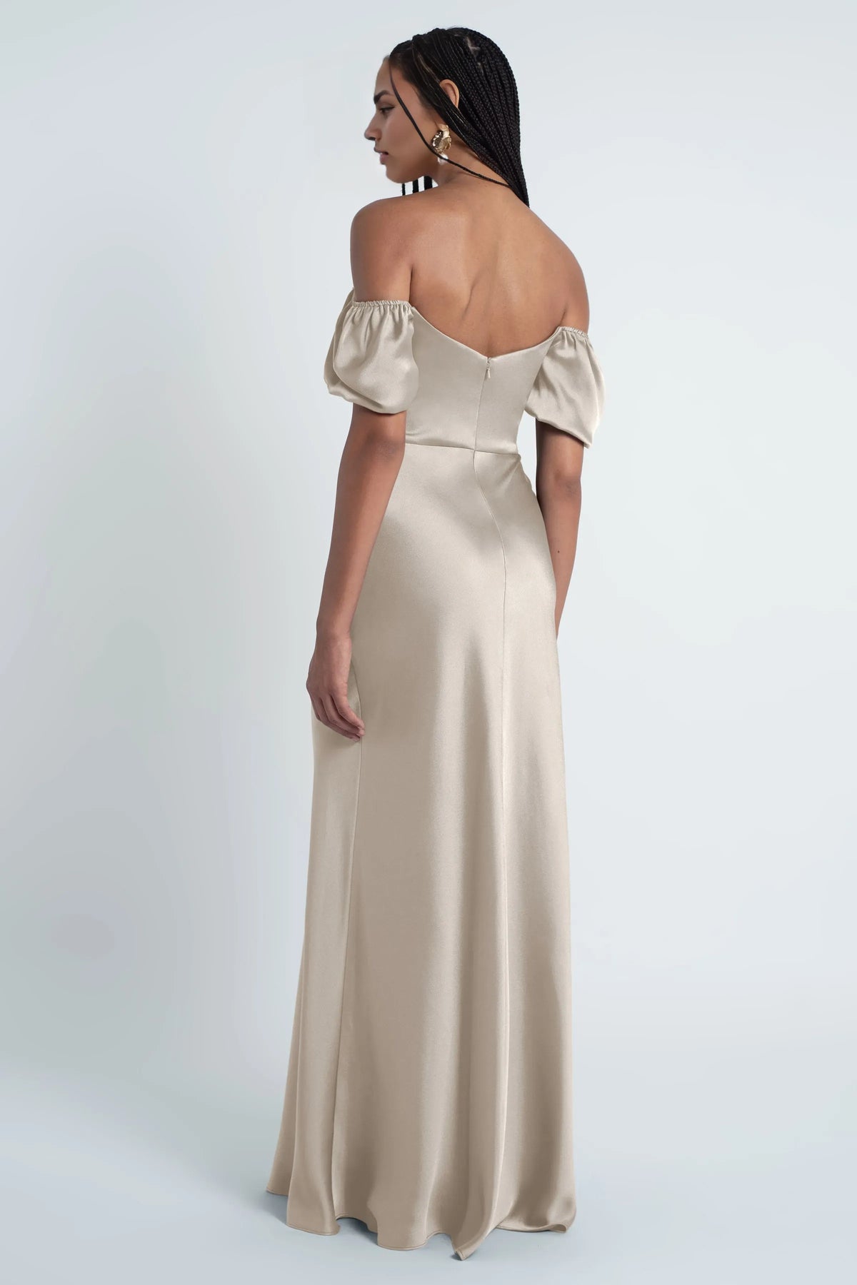 Refined Beautiful Timeless Elegant Satin Ball Gown Short Sleeve Short Evening Dress
