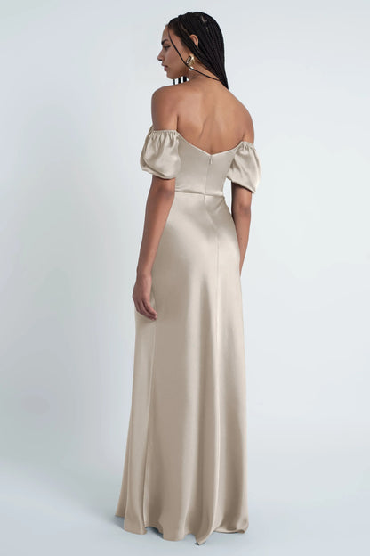 Refined Beautiful Timeless Elegant Satin Ball Gown Short Sleeve Short Evening Dress