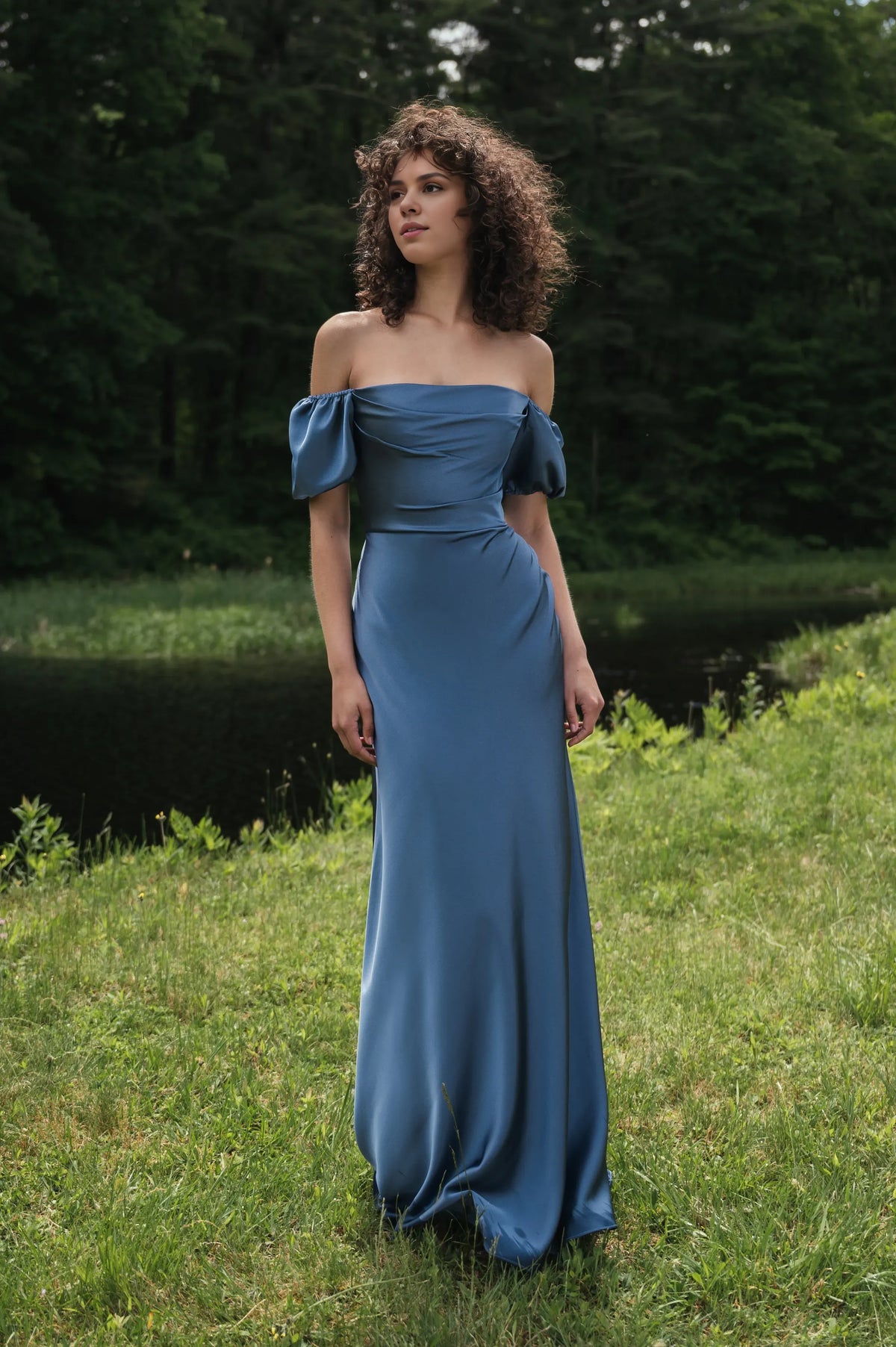 Refined Beautiful Timeless Elegant Satin Ball Gown Short Sleeve Short Evening Dress