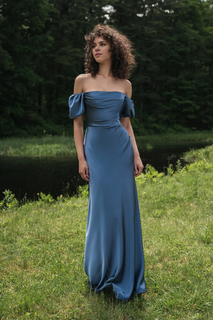 Refined Beautiful Timeless Elegant Satin Ball Gown Short Sleeve Short Evening Dress