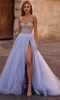 Strapless Bodice Prom Dress with High Side Slit Perfect for Formal Evening Galas