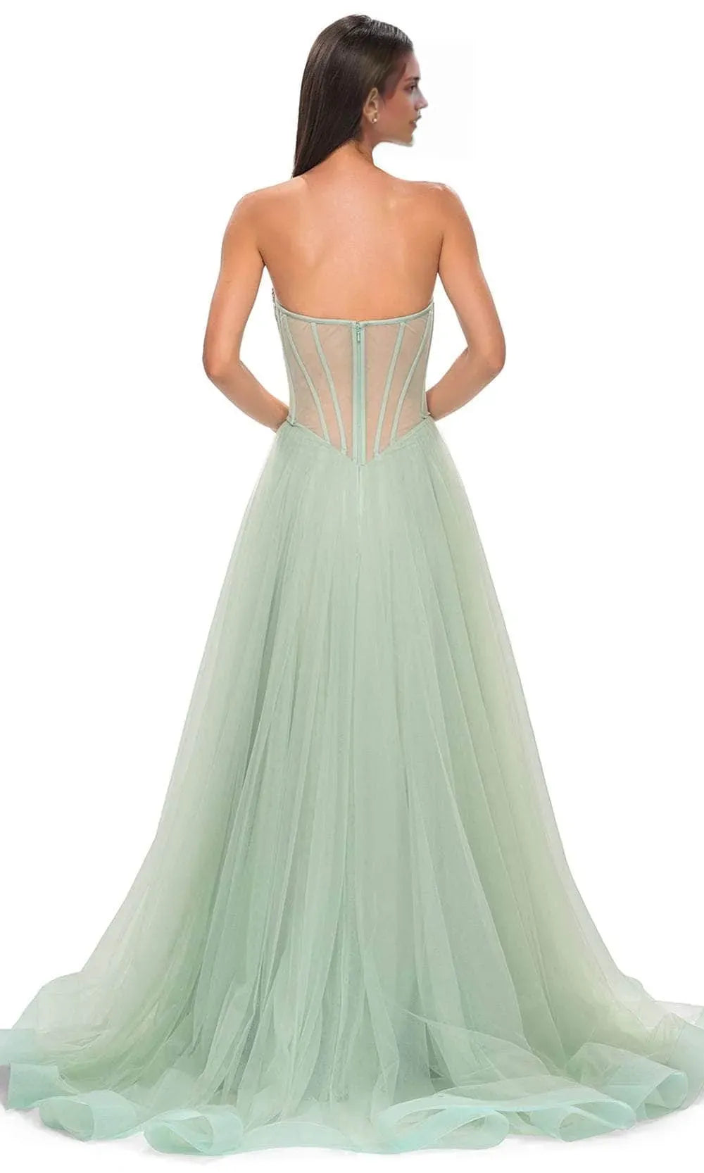 Strapless Bodice Prom Dress with High Side Slit Perfect for Formal Evening Galas