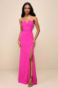 Strapless Prom Dress with Sculpted Sweetheart Neckline High Slit For a Night of Elegance Edge