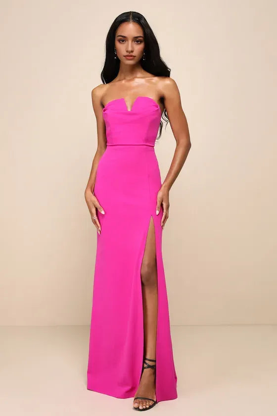 Strapless Prom Dress with Sculpted Sweetheart Neckline High Slit For a Night of Elegance Edge