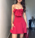 Red Strapless Sleeveless Bowknot Mini Birthday Party Homecoming Dress