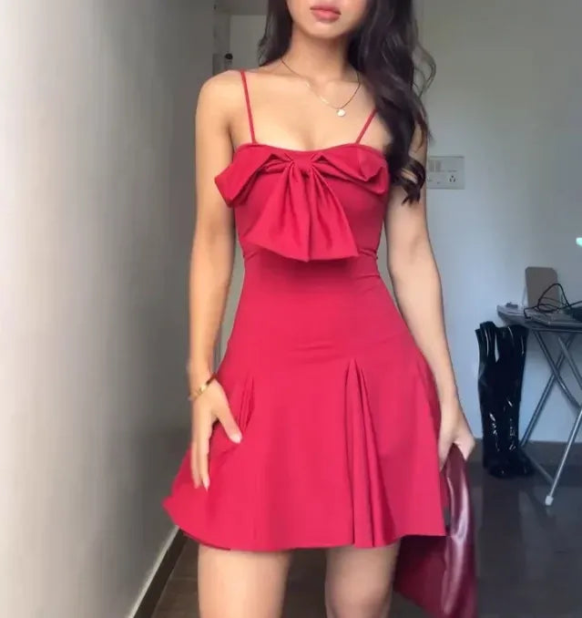 Red Strapless Sleeveless Bowknot Mini Birthday Party Homecoming Dress