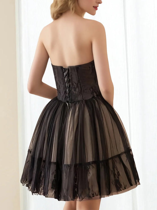 Elegant Red A-Line Strapless Sleeveless Classic-Back Mini-Length Homecoming Dress