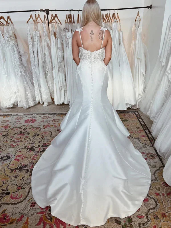 Straps Applique Mermaid Wedding Dress